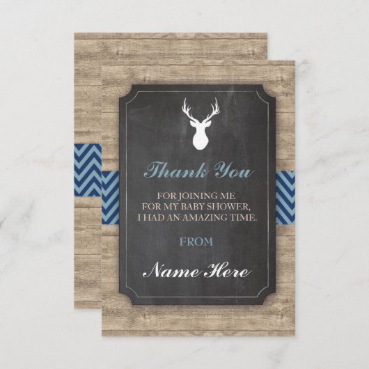 Danke Hirsch-rustikale Karten-Holz-Kreide (Vorne/Hinten)