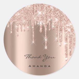 Danke Hochzeit 16. Braut-Rosa Glitter Funkeln Runder Aufkleber