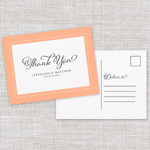 Danke Hochzeit Moderne Kalligrafie Chic Pfirsich Postkarte