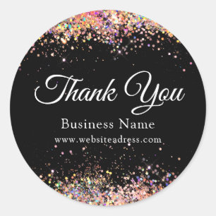 Danke Holografischer Glitter Business Schwarz Kla Runder Aufkleber
