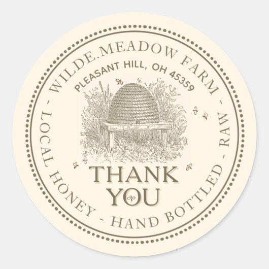 Danke, Honey Skep Beekeeper Runder Aufkleber (Vorderseite)