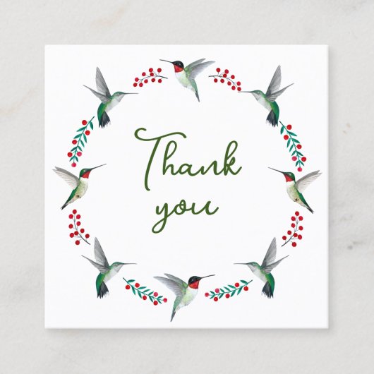 Danke, Hummingbird Wreath Quadratische Visitenkarte (Vorderseite)