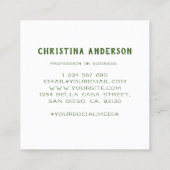 Danke, Hummingbird Wreath Quadratische Visitenkarte (Rückseite)