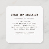 Danke, Hummingbird Wreath Quadratische Visitenkarte (Rückseite)