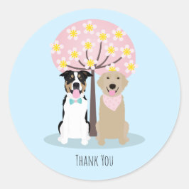 Danke, Hunde von Cherry Blossom Tree Runder Aufkleber