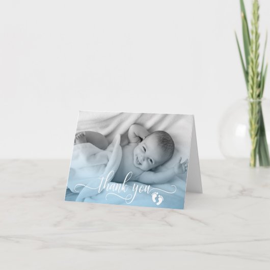 DANKE IHNEN Baby Shower Feet BOY FOTO | LEER (Vorderseite)