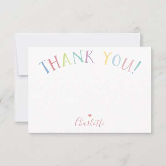 DANKE IHNEN BEACHTEN Regenbogenbriefe Pastellfarbe Einladung (Vorderseite)