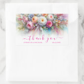 Danke Ihnen Benutzerdefinierter Text Aquarell Blum Rechteckiger Aufkleber (Tasche)