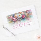 Danke Ihnen Benutzerdefinierter Text Aquarell Blum Rechteckiger Aufkleber (Umschlag)