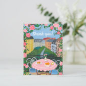 DANKE IHNEN Blume Terrasse Tea Time Paris Postkarte (Stehend Vorderseite)