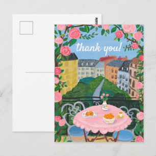 DANKE IHNEN Blume Terrasse Tea Time Paris Postkarte