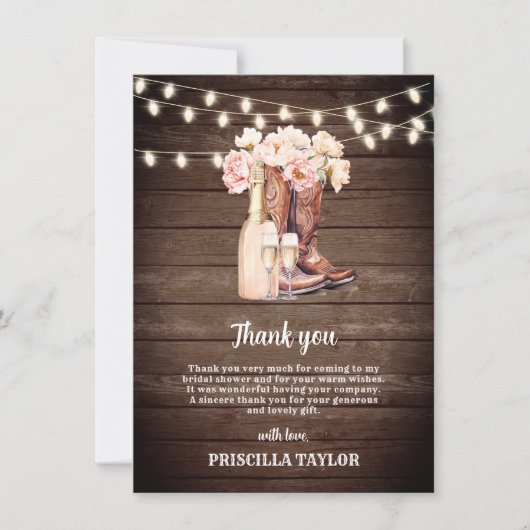 DANKE IHNEN BRAUTPARTY Pink Cowgirl Rustic Boots (Vorderseite)