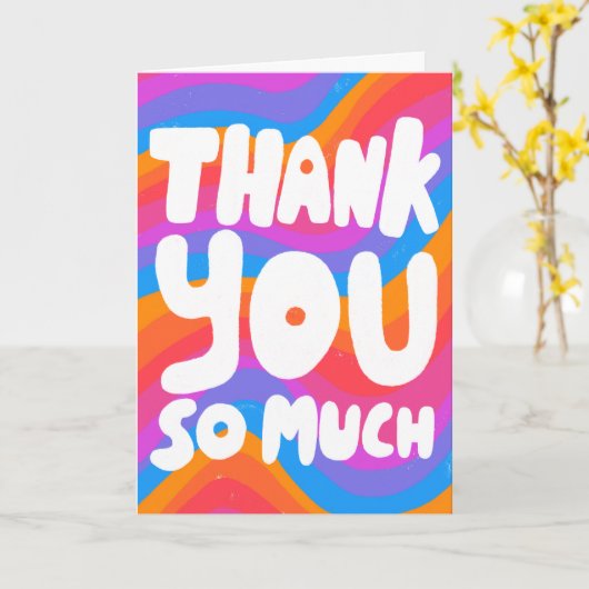 DANKE IHNEN farbenfrohe Regenbogenkulisse Streifen Karte (Gelbe Blume)