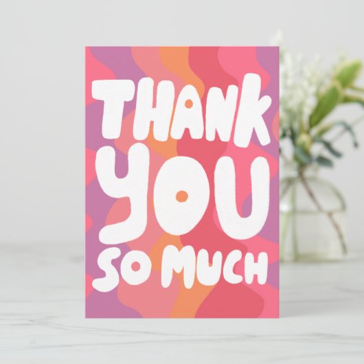 DANKE IHNEN farbenfrohe rosa, kurvenreiche Streife Karte (Stehend Vorderseite)