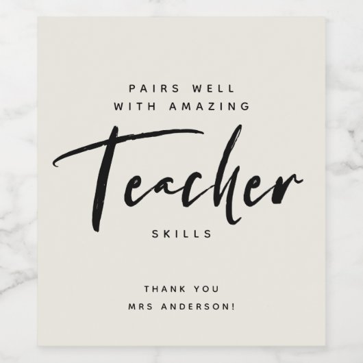 DANKE IHNEN Lehrer Geschenk Moderne Skript Weinetikett (Einzelnes Label)