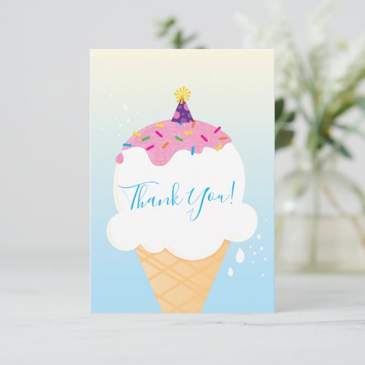 DANKE IHNEN modernes Retro-Eis-Kegel Party blau (Stehend Vorderseite)