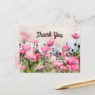 Danke Ihnen Pink Aquarell Blumen  Postkarte