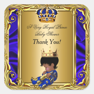 Danke Ihnen Prinz Royal Blau Baby Shower Regal Gol Quadratischer Aufkleber