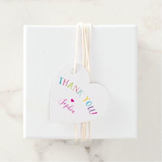 DANKE IHNEN Regenbogenbriefe hübsche, helle Farben Geschenkanhänger (Beispiel)