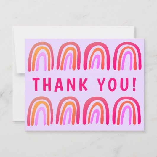 DANKE IHNEN Rosa Orange farbenfrohe süße Regenboge Karte (Vorderseite)