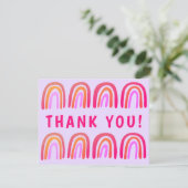 DANKE IHNEN Rosa Orange farbenfrohe süße Regenboge Karte (Stehend Vorderseite)