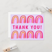 DANKE IHNEN Rosa Orange farbenfrohe süße Regenboge Karte (Vorderseite/Rückseite Beispiel)
