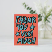 DANKE IHNEN SEHR VIEL Bubble Letters Blue Orange Postkarte (Stehend Vorderseite)