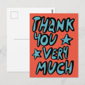 DANKE IHNEN SEHR VIEL Bubble Letters Blue Orange Postkarte (Vorne/Hinten)
