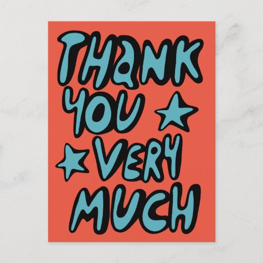 DANKE IHNEN SEHR VIEL Bubble Letters Blue Orange Postkarte (Vorderseite)