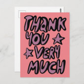 DANKE IHNEN SEHR VIEL Bubble Letters Lila Pink Postkarte (Vorne/Hinten)
