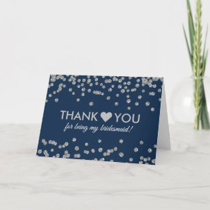 Danke Ihnen Silber-Faux-Glitter-Konfetti Navy Blau