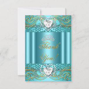 Danke Ihnen Türkis Blau Gold Quinceanera