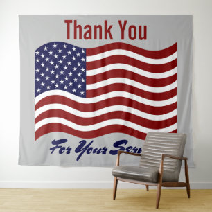 Danke Ihnen US-Flagge Veteranen Foto Hintergrund Wandteppich