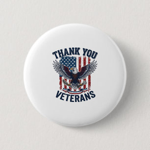 Danke Ihnen Veteranen Patriotischer Adler Vintage Button