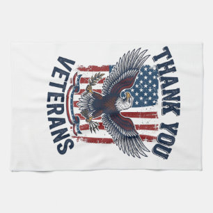 Danke Ihnen Veteranen Patriotischer Adler Vintage Geschirrtuch
