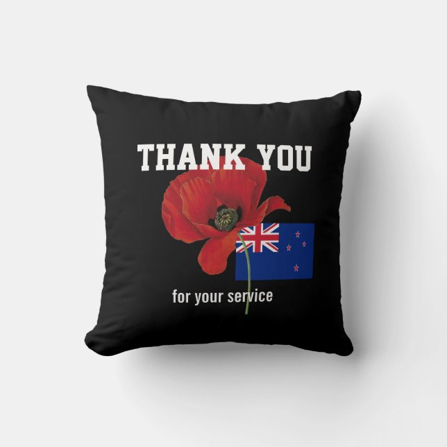 DANKE IHNEN Veteranen Servicemen Poppy NEW ZEALAND Kissen (Vorderseite)