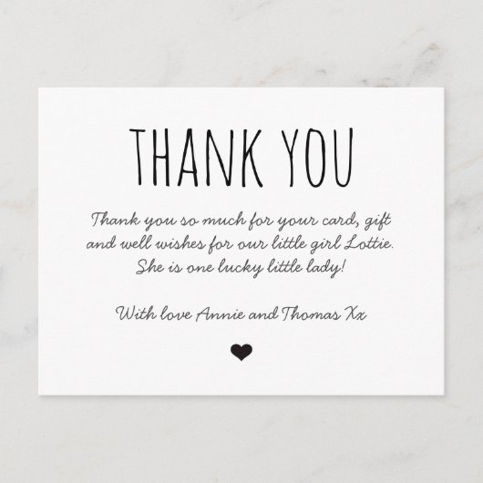 Danke, Ihr Kartenbaby, ganz einfach danke Postkarte (Vorderseite)