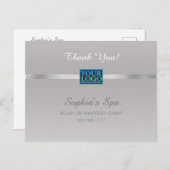 Danke, Ihr Logo-Bus. Name Info Silver & White Postkarte (Vorne/Hinten)