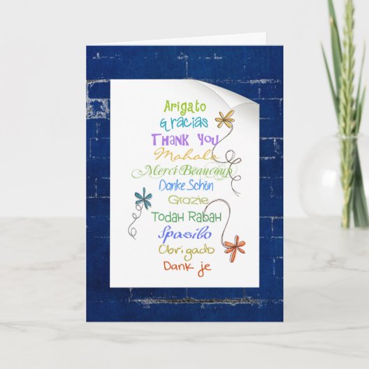 Danke in der Fremdsprache auf Stein Karte (Vorderseite)