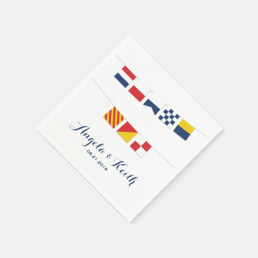 DANKE in farbenfrohen Nautikflaggen Serviette (Ecke)