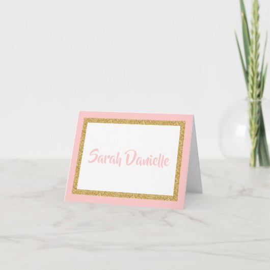 Danke in Rosa und Gold Glitter (Vorderseite)
