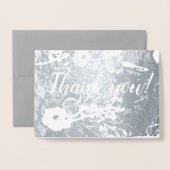 "Danke!" in Silver Floral Wedding Folienkarte (Vorderseite mit Umschlag)