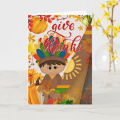 Danke - Indianerjunge & Tipi Karte (Gelbe Blume)