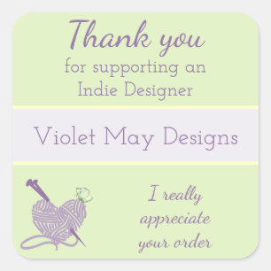 Danke Indie-Designer - Herz Strickgarn Quadratischer Aufkleber