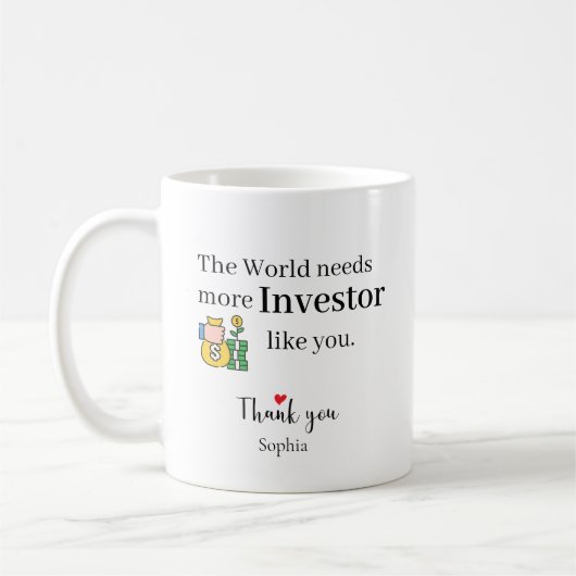 Danke Investor — Benutzerdefinierter Name Kaffeetasse (Links)