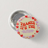 Danke ist der Autismus Gelbe Groovy 70er Button (Vorne & Hinten)