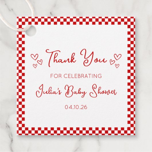 Danke Italienisch Rot Baby- oder Brautdusche  Geschenkanhänger (Vorderseite)