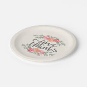 Danke | Ivory Floral Watercolor Erntedank Pappteller (Schrägansicht)