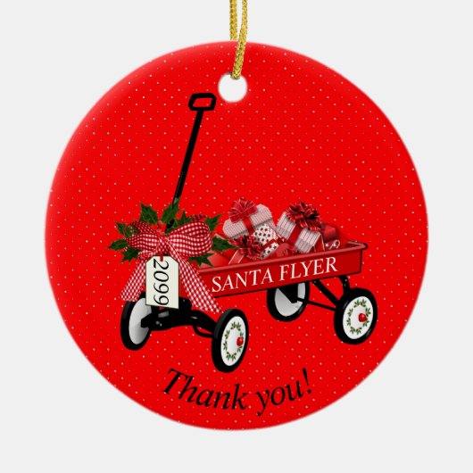 "Danke!" Jahr Red Wagon Weihnachtsschmuck (Vorne)