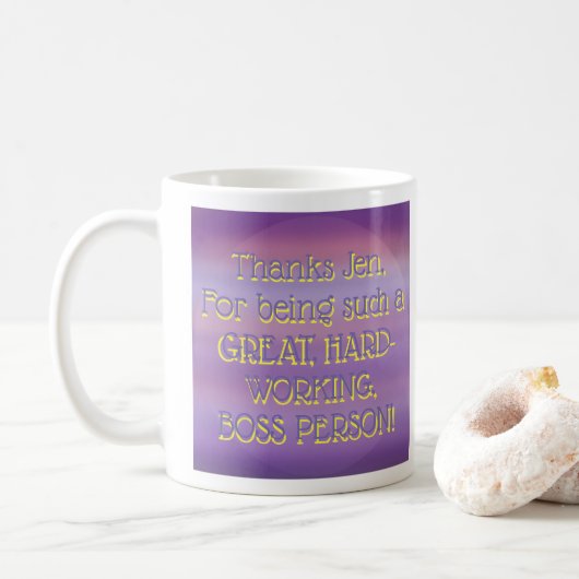 DANKE Jen! Lila Moon Mist Kaffeetasse (Mit Donut)